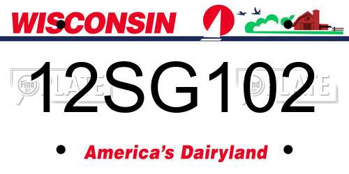 12SG102 Wisconsin License Plate