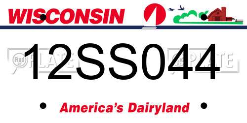 12SS044 Wisconsin License Plate