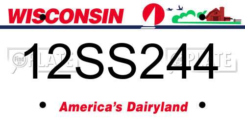 12SS244 Wisconsin License Plate