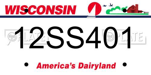 12SS401 Wisconsin License Plate