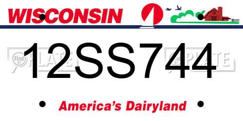 12SS744 Wisconsin License Plate