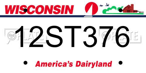 12ST376 Wisconsin License Plate