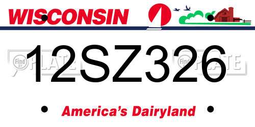 12SZ326 Wisconsin License Plate