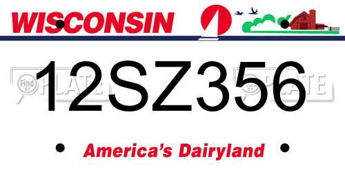 12SZ356 Wisconsin License Plate