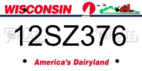 12SZ376 Wisconsin License Plate