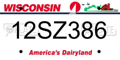 12SZ386 Wisconsin License Plate