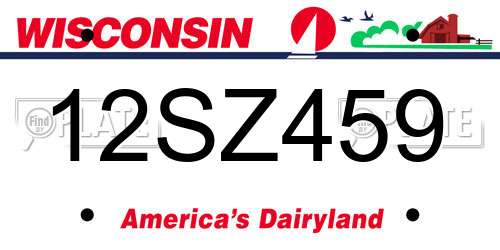 12SZ459 Wisconsin License Plate