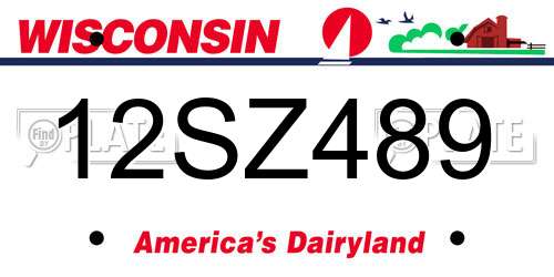 12SZ489 Wisconsin License Plate
