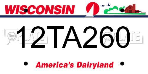 12TA260 Wisconsin License Plate