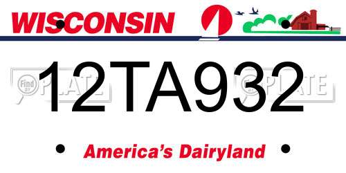 12TA932 Wisconsin License Plate