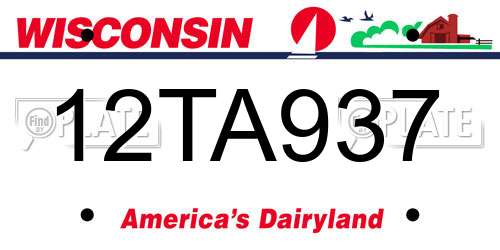 12TA937 Wisconsin License Plate