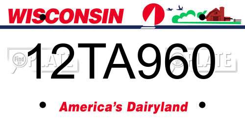 12TA960 Wisconsin License Plate