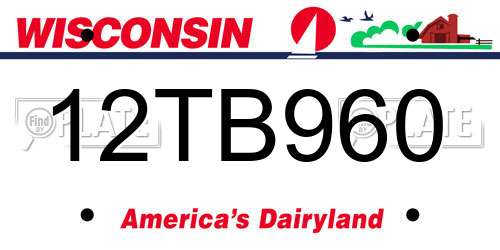 12TB960 Wisconsin License Plate