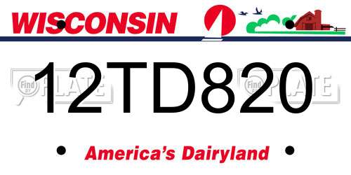 12TD820 Wisconsin License Plate
