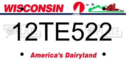 12TE522 Wisconsin License Plate