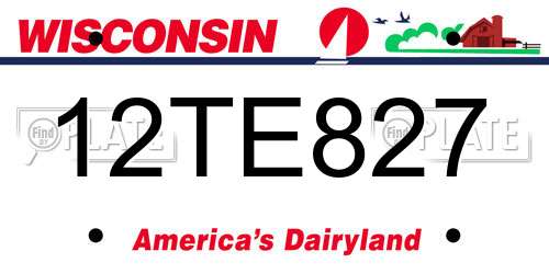 12TE827 Wisconsin License Plate