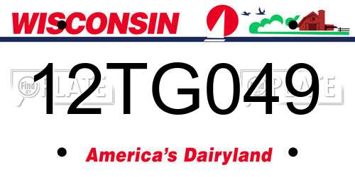 12TG049 Wisconsin License Plate