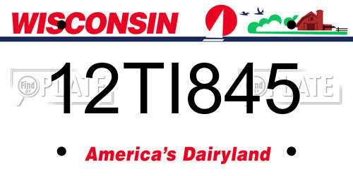 12TI845 Wisconsin License Plate