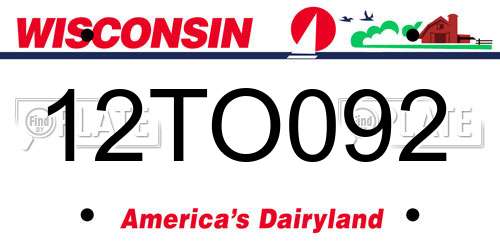 12TO092 Wisconsin License Plate