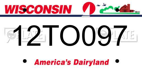 12TO097 Wisconsin License Plate