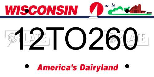 12TO260 Wisconsin License Plate