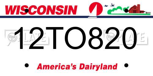12TO820 Wisconsin License Plate