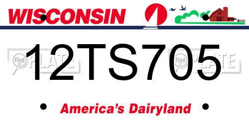 12TS705 Wisconsin License Plate