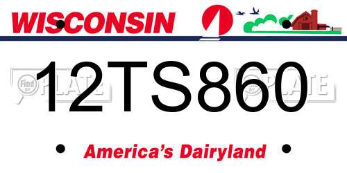 12TS860 Wisconsin License Plate