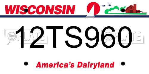 12TS960 Wisconsin License Plate