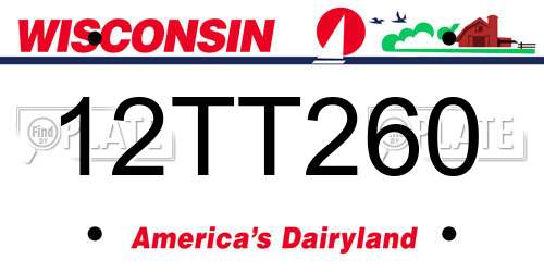 12TT260 Wisconsin License Plate