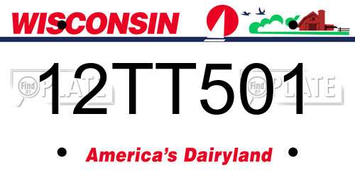 12TT501 Wisconsin License Plate