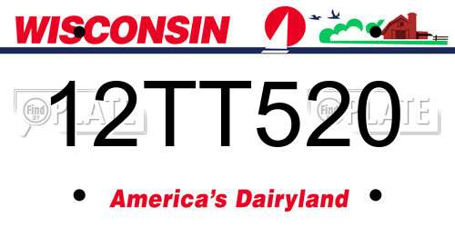 12TT520 Wisconsin License Plate