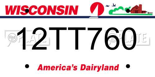 12TT760 Wisconsin License Plate