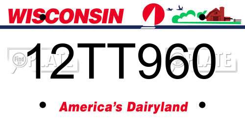 12TT960 Wisconsin License Plate