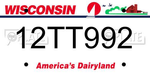 12TT992 Wisconsin License Plate