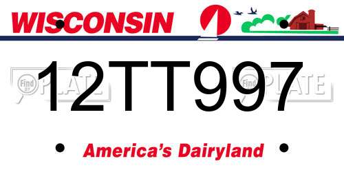 12TT997 Wisconsin License Plate