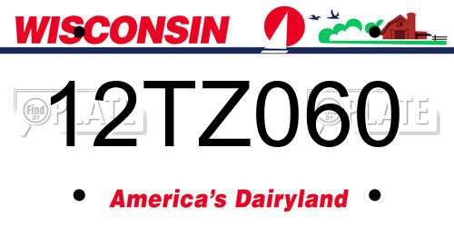 12TZ060 Wisconsin License Plate