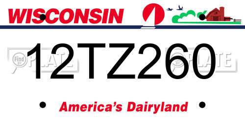12TZ260 Wisconsin License Plate