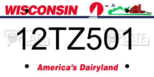 12TZ501 Wisconsin License Plate