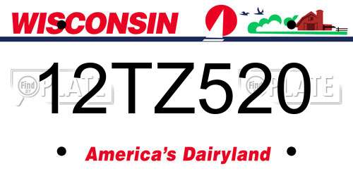 12TZ520 Wisconsin License Plate
