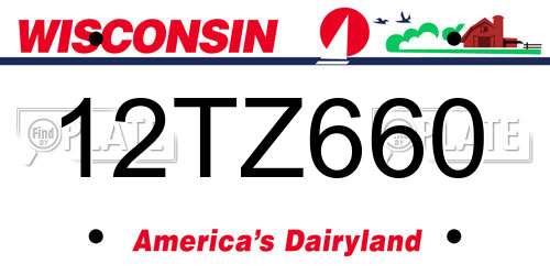 12TZ660 Wisconsin License Plate