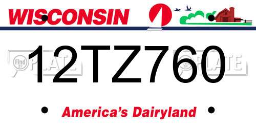 12TZ760 Wisconsin License Plate