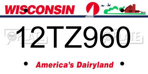 12TZ960 Wisconsin License Plate