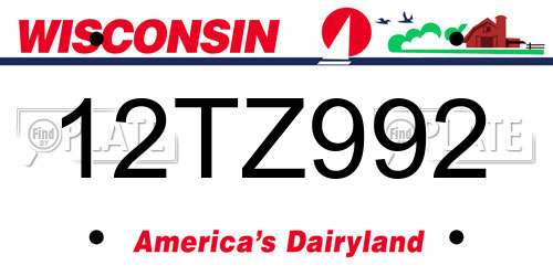 12TZ992 Wisconsin License Plate