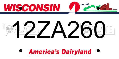 12ZA260 Wisconsin License Plate