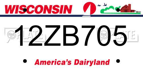 12ZB705 Wisconsin License Plate