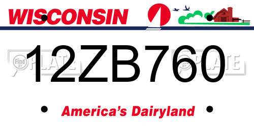 12ZB760 Wisconsin License Plate