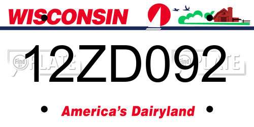 12ZD092 Wisconsin License Plate