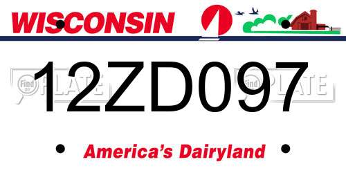 12ZD097 Wisconsin License Plate