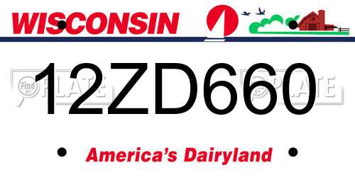 12ZD660 Wisconsin License Plate